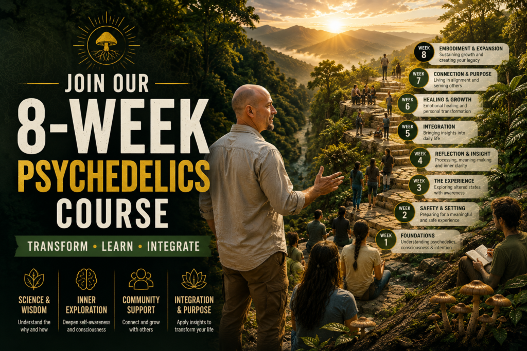 Eric Osborne promoting an 8-week psychedelic education and personal growth course